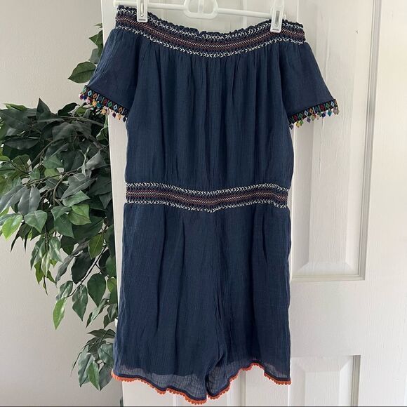 Anthropologie THML Embroidered Off the Shoulder Romper - Picture 7 of 9